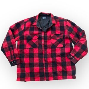 Thornhill vintage flannel plaid men’s shirt jacket red button down quilted XL